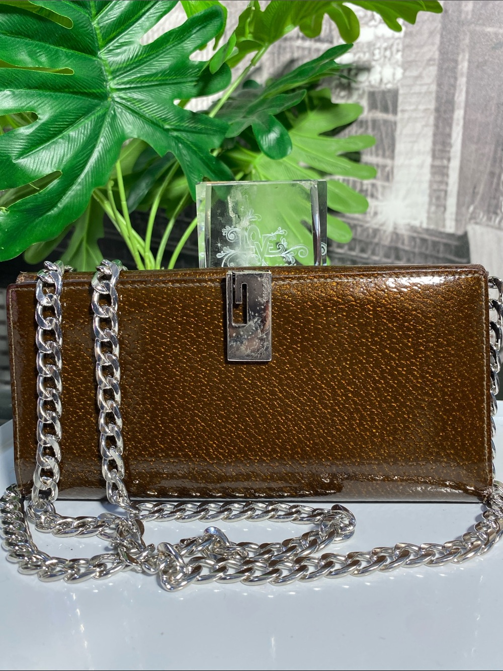 Authentic Gucci Rare Metallic Bronze Patent Leather Long Wallet - Picture 3 of 17